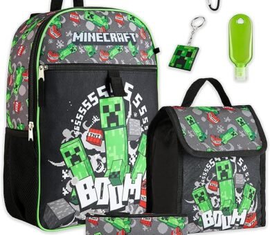 mochila creeper infantil de minecraft