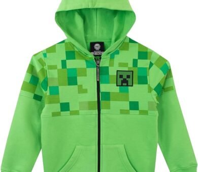 sudadera creeper con cremallera de minecraft